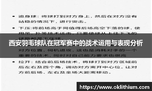 西安羽毛球队在冠军赛中的战术运用与表现分析